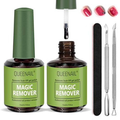 2 Pcs Gel Nail Polish Remover, Professional Gel Polish Remover, Nail remover kit, Easy to remove nail polish in 3-5 minutes, Quickly Removal, Gentle on Nails