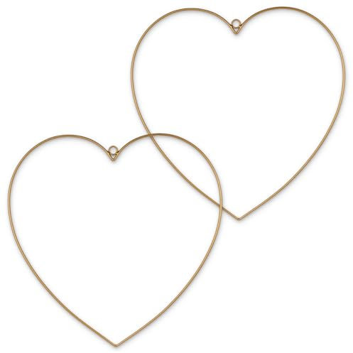 matches21 HOME & HOBBY Metall-Herzen 2er Set zum Aufhängen Ø 40 cm Gold als Draht-Herzen zum Basteln für Herz-Deko