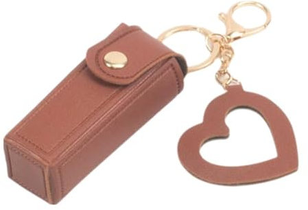 Tragbarer Schlüsselanhänger-Lippenstift-Etui, Mini-Kosmetiktasche, reisefreundlich, PU-Leder, Balsam L6F1, Organizer-Tasche für Make-up für Lippen, coffee