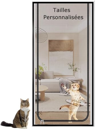 Porte Moustiquaire pour Chat, Personnalisable, Rideaux Anti Mouches pour Porte, Rideau Anti Moustique, Moustiquaire Porte Fenetre pour Salon, Chambre, Cuisine
