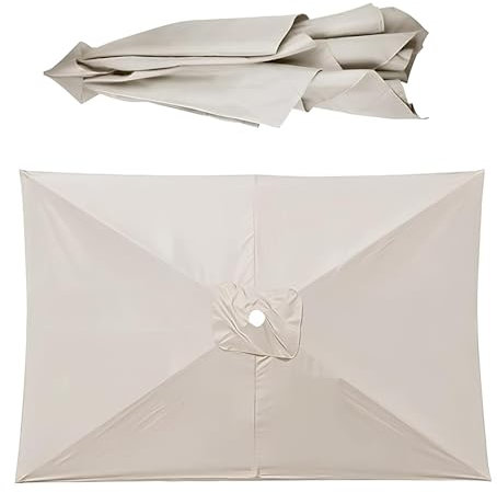 Telo di Ricambio per Ombrellone da Giardino, Ombrellone Rettangolare 3x2 m, Telo di Ricambio per Ombrellone a 6 Stecche, per Piscina Spiaggia E Tavolo(White)