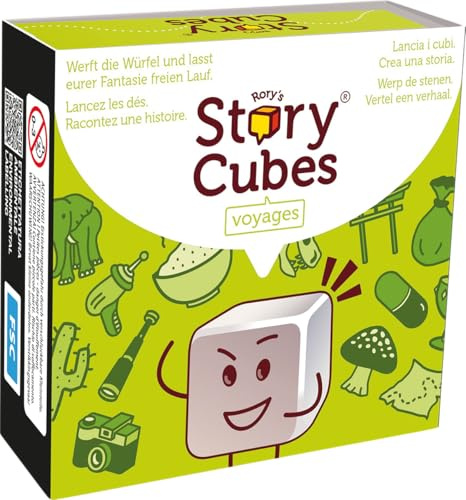 Asmodee, Rory's Story Cubes: Voyages, Familienspiel, Mehrsprachig | Kreatives Erzähl-Würfelspiel mit Motiven rund ums Reisen für 1+ Spieler, 20 Minuten, Gesellschaftsspiel ab 6 Jahren