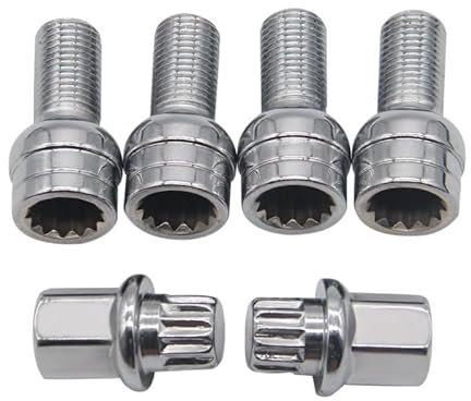 Bulloni Antifurto per Ruote, Bulloni Ruota Adattatore chiave for bullone di bloccaggio antifurto for ruota auto cromato 14 mm x 1,5 8D0601139F Adatto for VW Golf Jetta Passat Adatto for Audi A4 A6 A8
