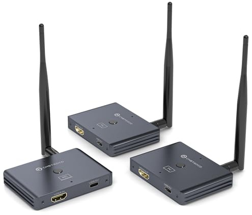 Wireless HDMI Transmitter And Receiver, HDMI Loop-Out,100M/328FT, 2.4G+5.8G Wireless Extender Support 4K Decode 1080P60Hz Output, Streaming from Laptop, Kameras, YouTube to TV, Projector, Monitor