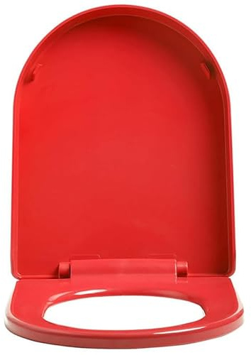 Toilettensitz Mit Absenkautomatik, 18.1 x 14.2 Länglicher WC-Sitz Mit Verstellbaren Scharnieren, Einfach Zu Montage Und Zu Reinigen, D-/U-Förmiger Farbenfroher Toilettendeckel, Rot