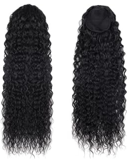 Women Deep Water Wave Drawstring Ponytail Extensions 100% Human Hair for Women Daily(12inches)