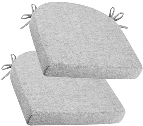 2er Set Stuhlkissen, 45x45 cm Stuhlkissen für draußen, Sitzkissen Stuhl 5cm dick,Anthrazit - Sitzpolster für Stühle, Terrassenstuhlkissen für Garten,Haus,Indoor & Outdoor,Esszimmer,Küche (Hellgrau)