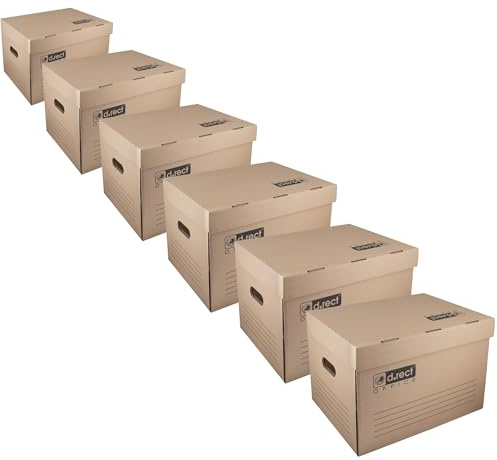 D.RECT KEEP.IT Sammelbox 2100 (6er-Set) Archiv- und Transportkartons | Für Ordner & Archivboxen, Säurefreie Pappe, FSC-zertifiziert, Große Kartons