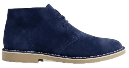NOESLOMISMO BY DILEMA Bottines pour homme en cuir croûte de cuir véritable - Chaussures Safari Desert Boots demi-tige avec lacets, semelle crêpe caoutchouc souple, bottines en daim classiques
