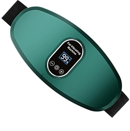 Banda de masaje deportiva – Electroestimulador abdominal hacia la quema de grasa | Cinturón vibrador para cintura piernas, relajación miofascial, 6 niveles pantalla táctil LCD, sin cables, verde