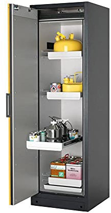 Gefahrstoffschrank, BxTxH 599x615x1953 mm, 4 Auszuswannen, inkl. TSA, Korpus/Tür RAL 7016/1004