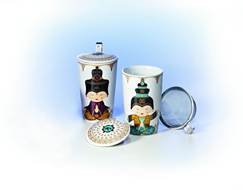 Kräuterteetasse Little Shiva Porzellan, 3 teilig, 2-fach Doppelwandig, 0,35 l,