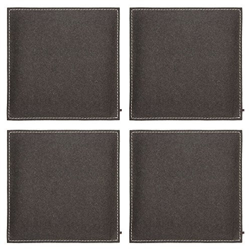 ebos Sitzkissen 4er-Set | 40x40cm, handgefertigt, 100% Wollfilz | Hochwertiges Stuhlkissen, Sitzpolster mit Füllung | Schönes Stuhl-Polster, Filz-Kissen, Stuhl-Auflage (dunkelgrau)