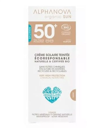 ALPHANOVA SANTE Crème Solaire Teintée Nude SPF50+ Hypoallergénique - sans parfum - Naturelle et Certifiée Bio - 50g