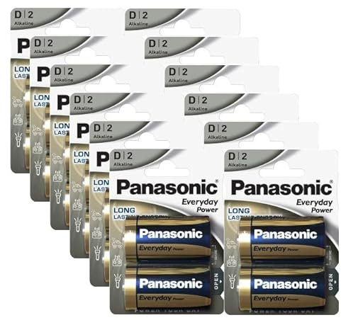 Panasonic batteria alcalina EVERYDAY POWER Torcia D, LR20, 1.5 V confezione da 24 pz (blister da 2 x 12)