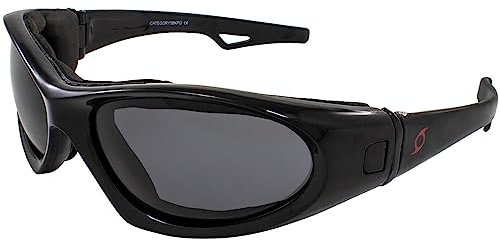 Hurricane Eyewear Category-5 Jet Ski Water-Sport Floating Goggles Interchangeable from Sunglasses to Goggles Black Frame with Polarized Smoke Lens