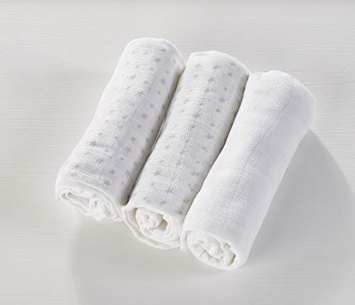 3 Pack Muslin Cloths Assorted Grey and White | Super Soft 100% Cotton