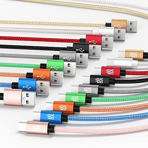 JAMEGA – 0,5m USB Typ C Kabel Gold | 3A Nylon geflochten USB C Ladekabel & Datenkabel Fast Charge Snyc schnellladekabel kompatibel mit Samsung Galaxy S10/S9/S8+, Huawei P30/P20, uvm.