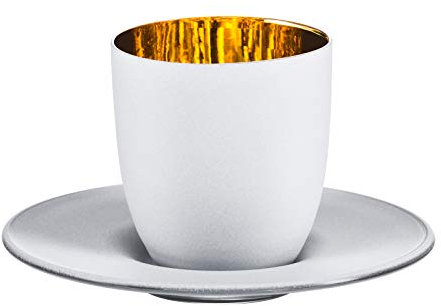 EISCH Cosmo Gold/Weiß Glas Espressotasse mit Untertasse