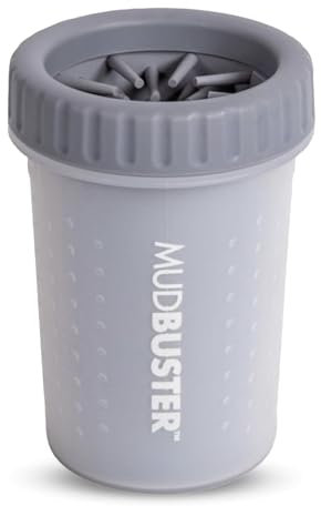 Dexas MudBuster Pfotenreiniger für Hunde, tragbar, Haustierbedarf und Hundezubehör, Reinigung, selbstreinigend, Silikon, 15,2 x 15,2 x 15,2 cm, 308 g, 1er-Pack, Größe M, Hellgrau