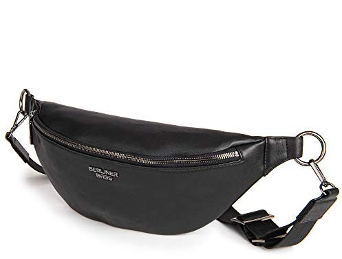 Berliner Bags Premium Bauchtasche Mona XL, Umhängetasche aus Leder, Crossbody Tasche, Gürteltasche für Damen und Herren - Schwarz