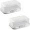 ENGELLAND - 2 x Stapelbare Butterdose mit Deckel und Klick-Verschluss, Grau/Transparent, Plastik-box, Butter-Glocke, BPA-frei, Mehrzweck, robust
