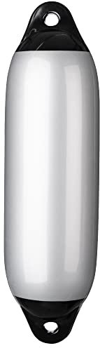 Seilflechter - Aufblasbarer Fender 210 x 620 mm in Silbergrau, Langfender mit 2 Augen, für Boot & Yacht