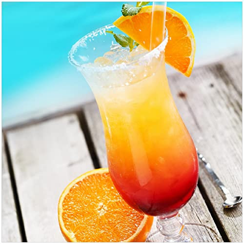 Wallario Memoboard aus Glas mit Motiv, Magnet-Tafel in 50 x 50 cm in Premium Qualität Bunter Cocktail am Pool