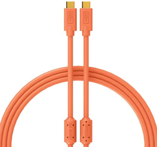 DJ TechTools Chroma Cables: Audio Optimized USB-C to USB-C Cable (Neon Orange, 3.2ft (1M))