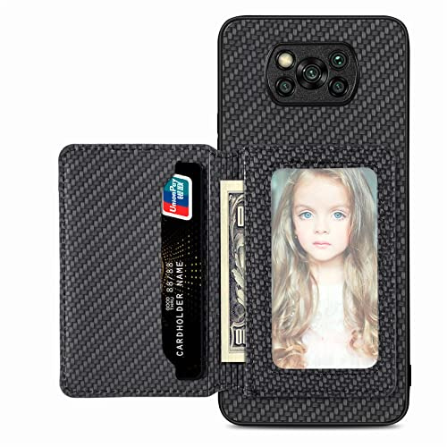 MOJIA Funda para Xiaomi Poco X3 NFC/Poco X3 Pro, Carcasa de Antideslizante y anticaída TPU Ultra Delgado, Carcasa Bolsa de tarjetatarjetas con blindaje RFID. Negro