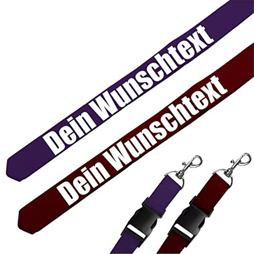 Spaß Kostet Schlüsselband lang WEINROT oder LILA mit Text Name Moderne Schriftart wunschtext Wunschname