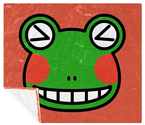 TBOUOBT Bettwäsche-Fleece-Decke, dekorativ für Schlafzimmer-Sofa-Boden,grinsender Frosch der tierkarikatur