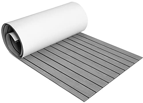 Izrielar Eva Schaum Boot, Eva Teakholz Schaum Bodenbelag Matte Mit Kleberücken Deck Teppich,Einfach zu säubern, für Boote Yacht Marine Bodenbelag, 240 x 60 cm, Grau