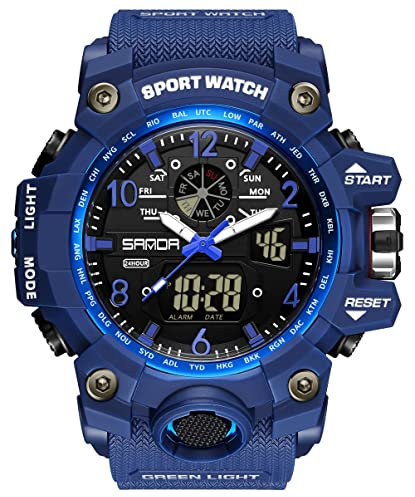 findtime Orologio da polso da uomo, militare, digitale, analogico, impermeabile, sportivo, tattico, per attività all'aperto, grande quadrante con sveglia, cronometro, orologio da polso a LED per uomo,