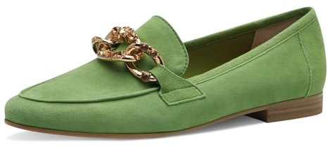 MARCO TOZZI Damen Slipper aus Leder mit Blockabsatz, Grün (Apple), 39 EU