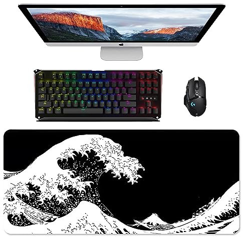 Grand Tapis de Souris de Jeu, Tapis de Souris XXL Speed Gaming, 900 x 400 x 3 mm Gaming Mousepad, Tapis de Souris avec Base en Caoutchouc l antidérapante pour Accessoires de Jeu Mac et PC (L-210)