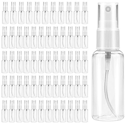 mizikuu 60 Piezas Bote Spray, 30ml pulverizador de plástico transparente botella de spray niebla fina Botellas Aerosol Vacío Rellenables Pulverizador Pequeño Vacio para Cosmético,Viaje,Hogar