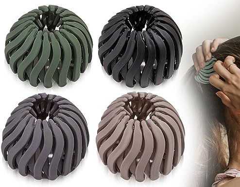 ZoeTekway Packung mit 4 Vintage Vogelnest Haarspangen Damen, Große Haarspangen, Haargreifer, Rutschfeste Haarspangen, Lazy Vogelnests Haarschmuck für Damen und Mädchen