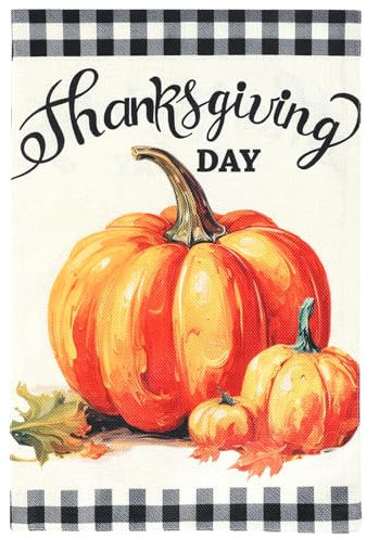 NQEUEPN Flagge Herbst, 30x45cm Garten Flagge Doppelseitiges Kürbis-Thanksgiving-Yard-Banner für Erntefeiertags-Yard-Außendekoration