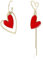 EVER FAITH Asymmetrische Ohrringe für Damen, Gold-Ton Große Lange Rot Pink Herz mismatched earrings Ohrhänger Schmuck