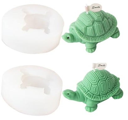 Xidmold Lot de 2 moules en silicone 3D en forme de tortue pour bougies, savon, plâtre, résine époxy, artisanat (C)