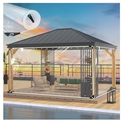 Wasserdichte Transparente PVC Plane mit Ösen,350g/m² PVC Material wasserdicht Abdeckplane,PVC Glas Klare wasserdichte Tarps,für Pavillon, Balkon, Gärten,Anpassbar ( Size : 2.2x4.5m/7.2x14.7ft )
