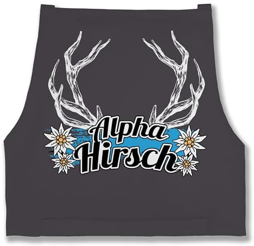 Shirtracer Schürze - Kompatibel mit Oktoberfest Party Kochschürze - Alpha Hirsch - 85x69 - Anthrazit - bayrische bayrischer abend grillschürze bayerische bayern bavaria