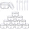 Cozlly 50 Pièces Pots Cosmétiques Vide en Plastique Clair De Voyage Conteneurs Cosmétiques Pot Échantillon avec 5 Mini Spatule pour Lotion, Crème, Stockage de Maquillage (5g / 5ml)