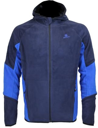 Athl Dpt. Felpa Uomo Pile micropile Cappuccio full ZIP e Tasche laterali chiuse - Giacchetto Sport Sci Trekking Tempo libero con cappuccio (XL, Blu/Avio)