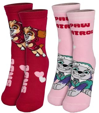 United Labels Paw Patrol ABS Socken für Mädchen - Kinder Stoppersocken antirutsch Söckchen Rot/Rosa (2er Pack)