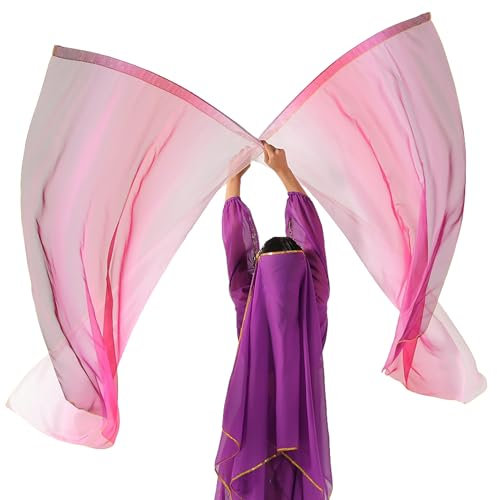 MUNAFIE Anbetungsfahnen 2 Stück Lobpreis Tanz Fahnen Rechteck Regenbogen flagge mit teleskopstab fahnenstange für Tanzaufführung Kirche 4#WEISS-ROSA-LILA