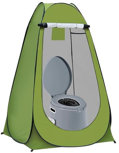 Portable Outdoor Instant Pop Up Tent For Privacy Camping Shower, Toilet & Changing Room by Denny International® (Green (with Camping Toilet))