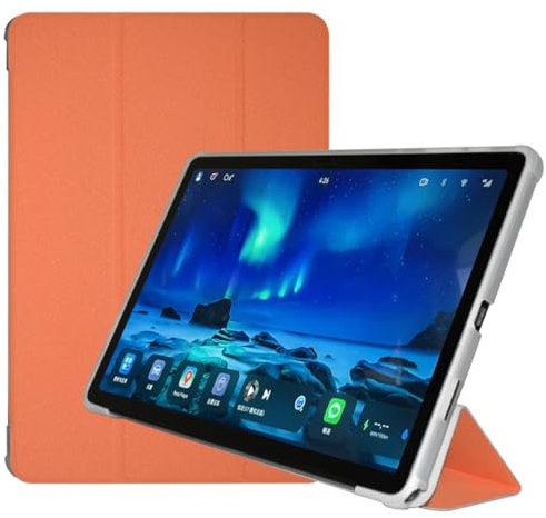 Qiawum Folio Stand Case for TECLAST P50 / P50S / DOOGEE U11 Pro Tablet 11, PU Leather Slim Multi-Viewing Angles Cover with ODEA A11 Function Hard Back Shell Protective Sleeve (Orange)