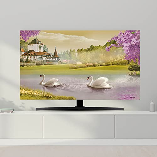 Chinesische Schwan/lila Romantische Landschaft Tv -Stoff/Computer Cover Desktop/wandhänge/gebogener Bildschirm/Cover Wohnzimmer/heimdekoration Umweltschutz Tv -Cover Ab(Size:80IN(188x110cm),Color:B)